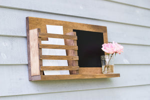 Wall Mount Mail Organizer with Chalkboard and Small Shelf