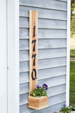 Rustic Vertical House Number Cedar Planter Box