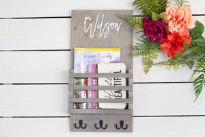 Mail Holder with Personalization and Key Hooks