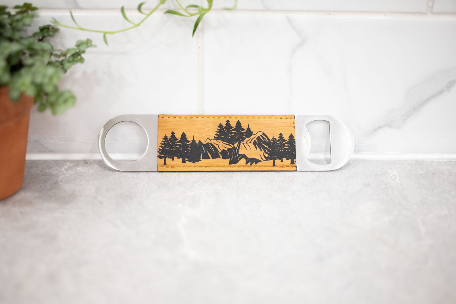 Faux Leather Bottle Opener - Double Sided