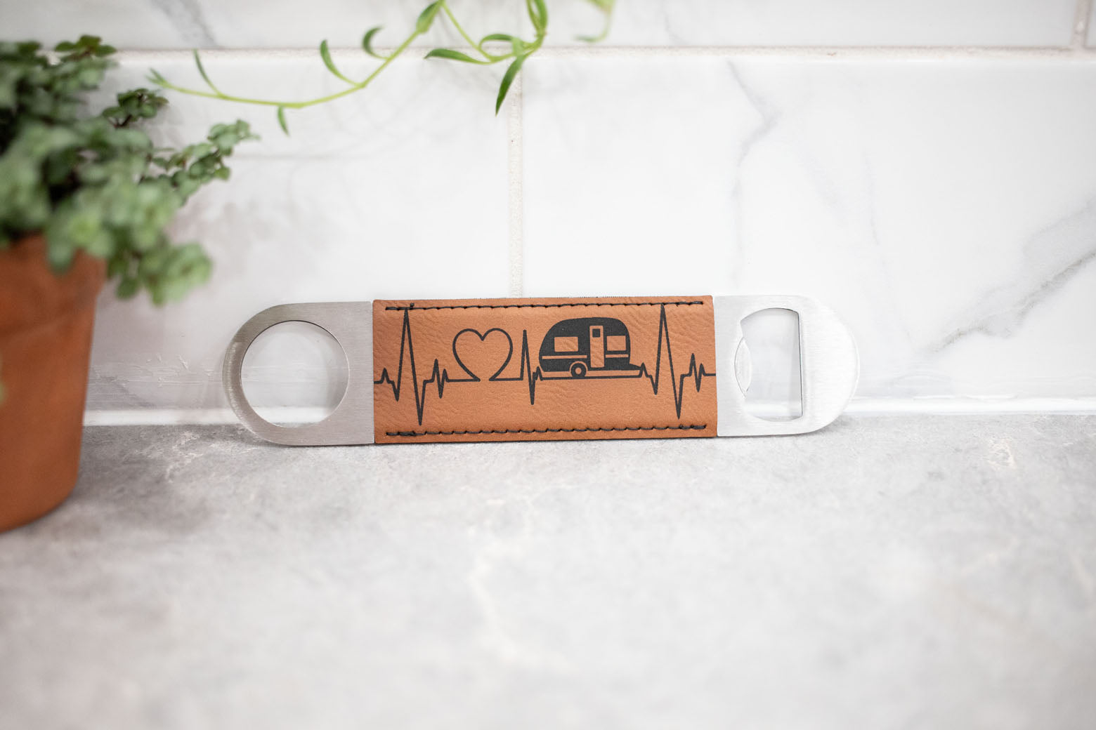 Faux Leather Bottle Opener - Double Sided