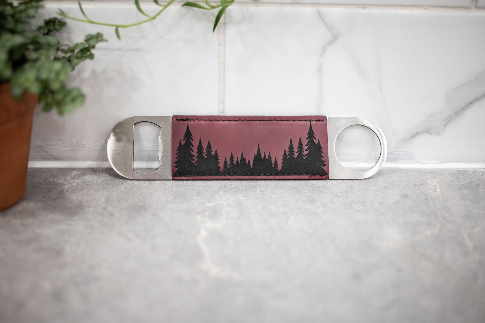 Faux Leather Bottle Opener - Double Sided