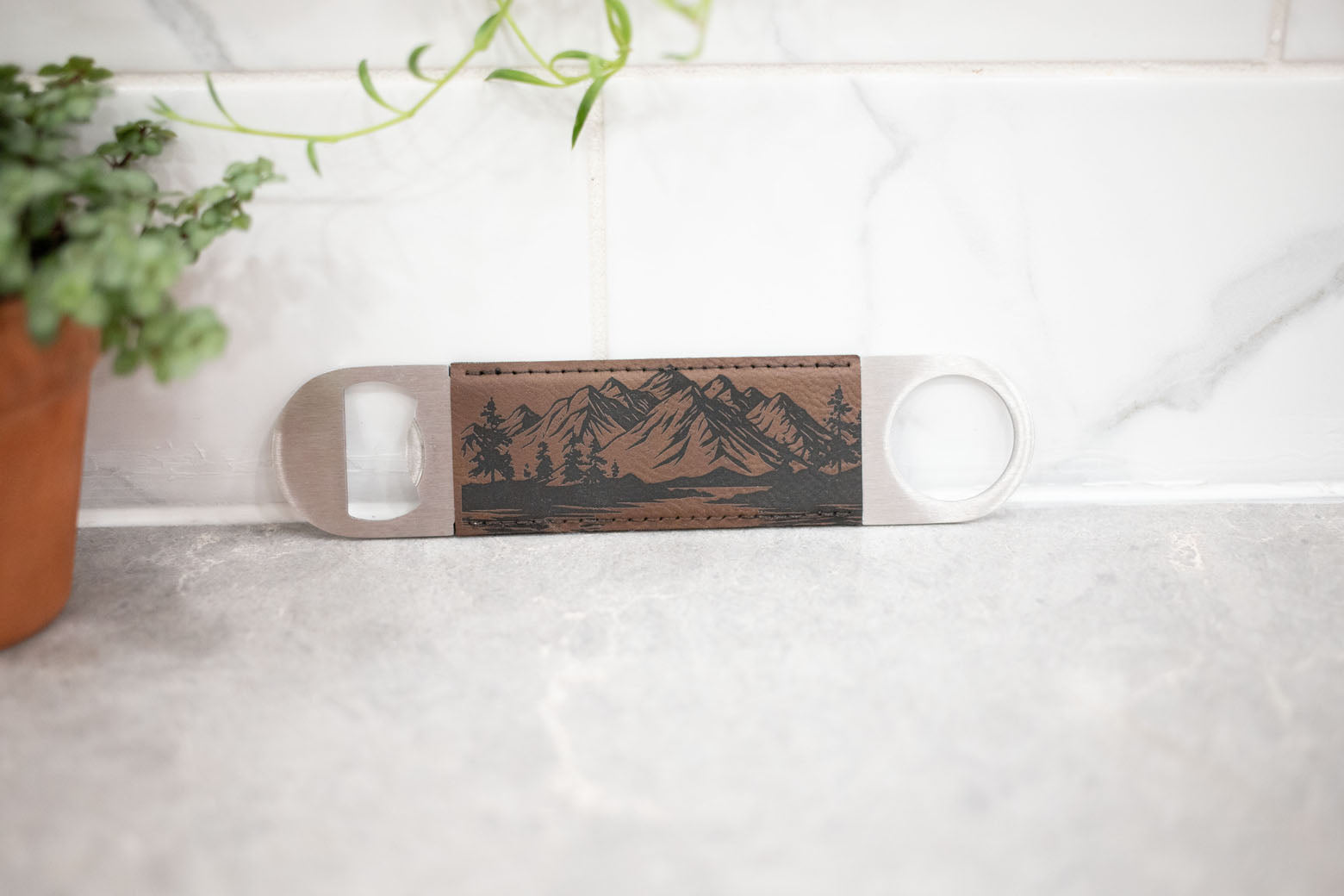 Faux Leather Bottle Opener - Double Sided