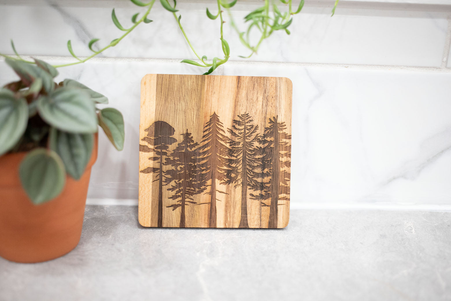Acacia Wood Laser Engraved Coaster