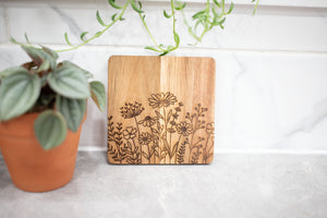 Acacia Wood Laser Engraved Coaster