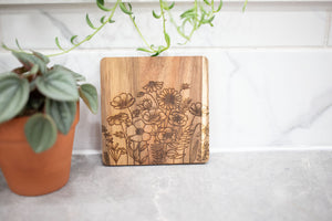 Acacia Wood Laser Engraved Coaster
