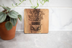 Acacia Wood Laser Engraved Coaster