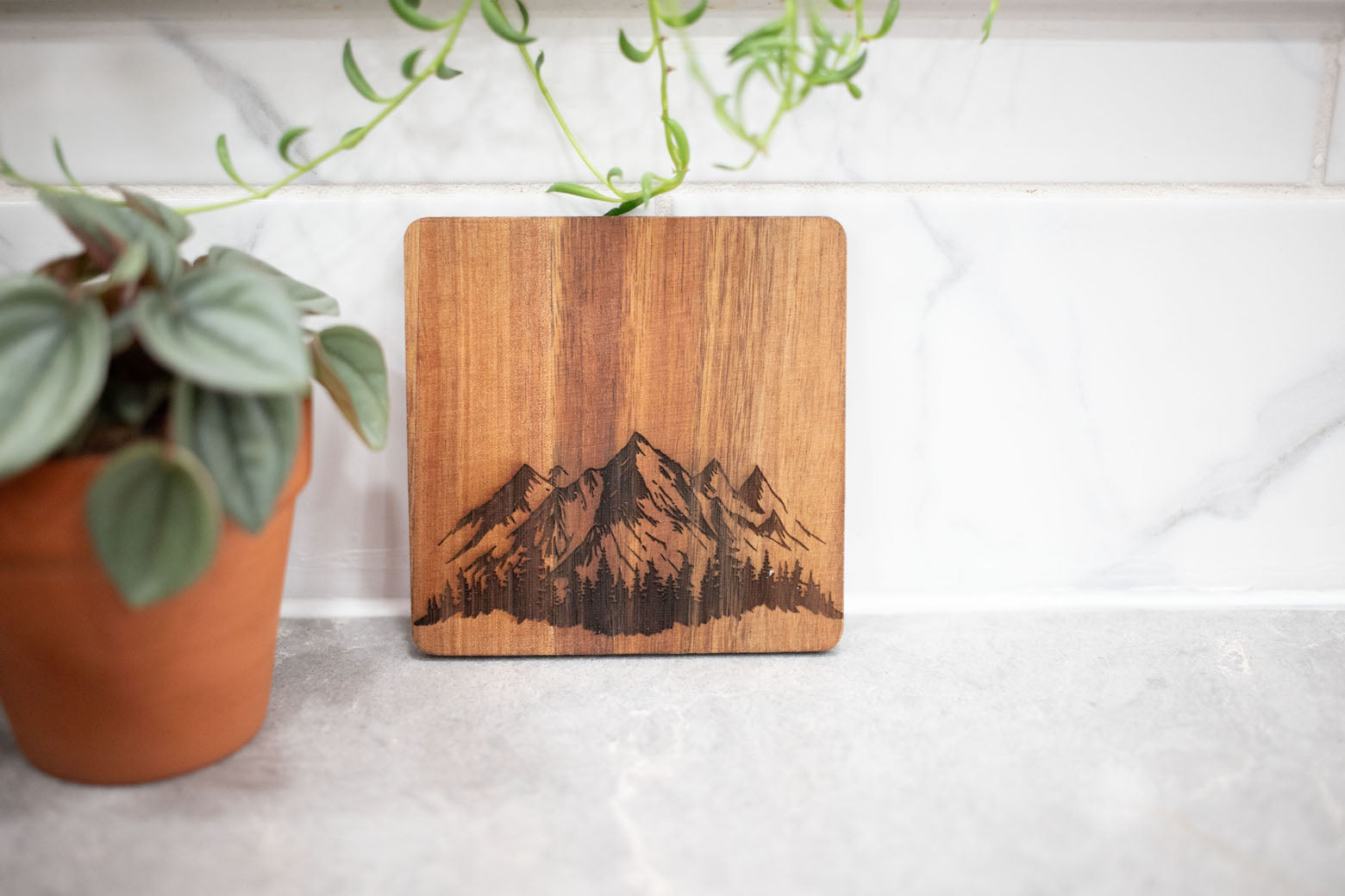 Acacia Wood Laser Engraved Coaster