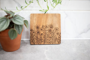 Acacia Wood Laser Engraved Coaster