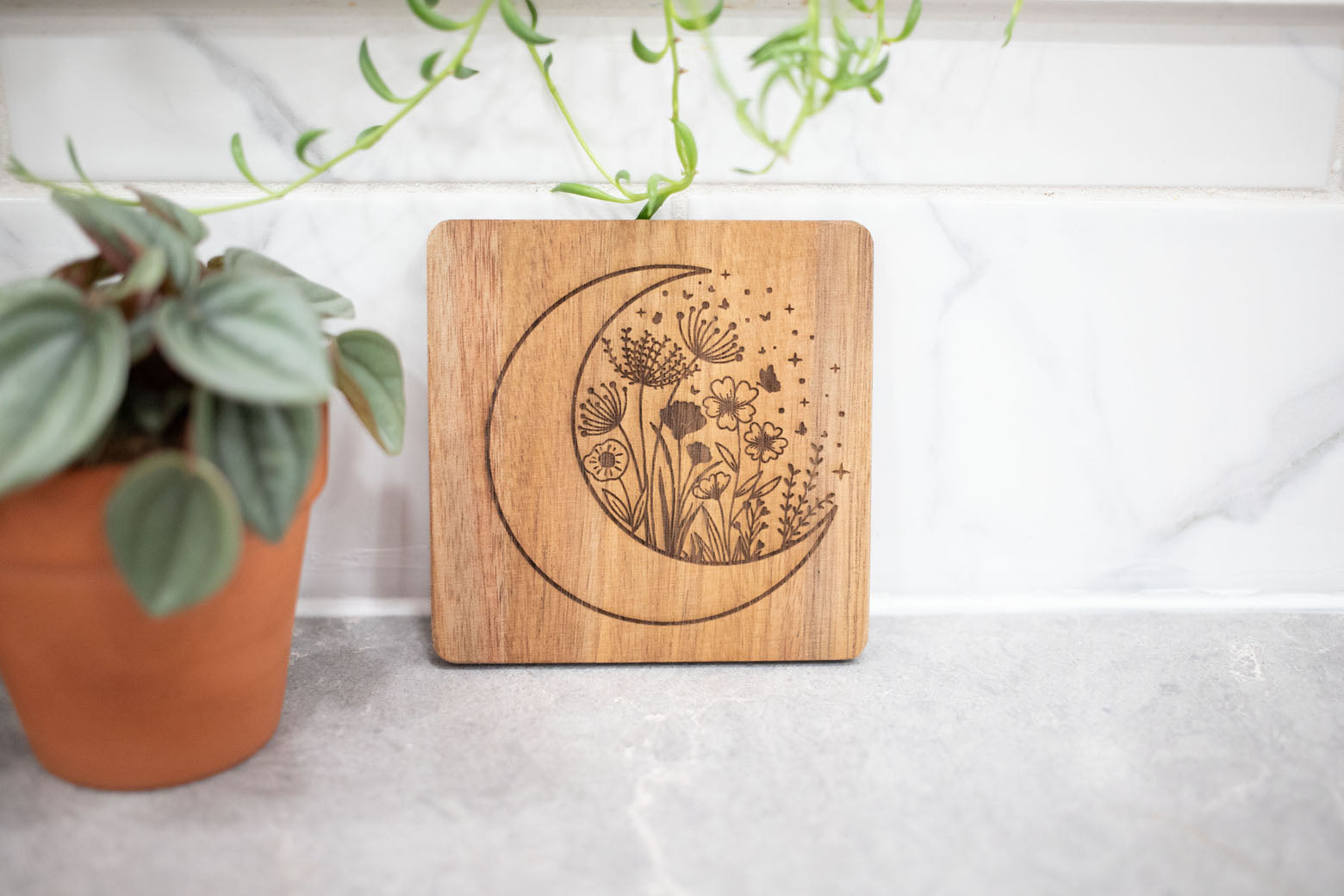 Acacia Wood Laser Engraved Coaster