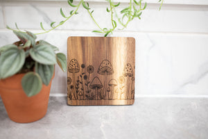 Acacia Wood Laser Engraved Coaster