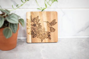 Acacia Wood Laser Engraved Coaster