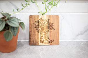 Acacia Wood Laser Engraved Coaster