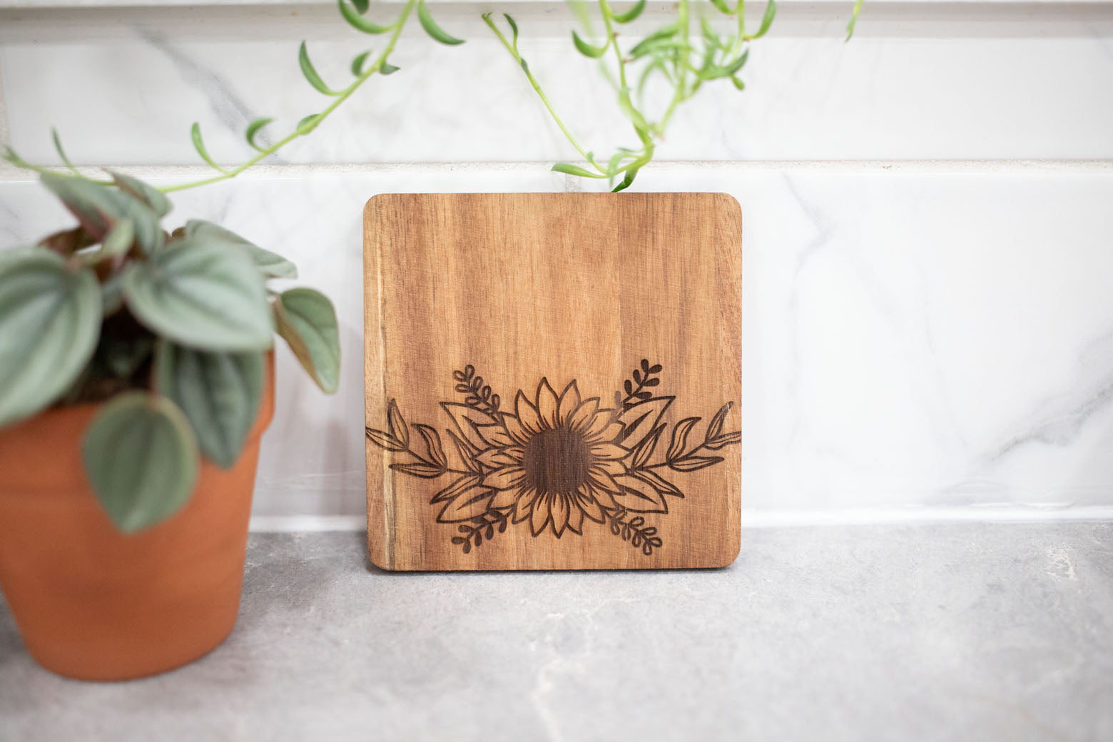 Acacia Wood Laser Engraved Coaster