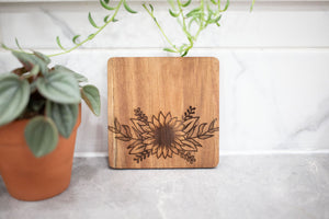 Acacia Wood Laser Engraved Coaster
