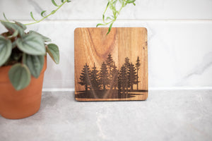 Acacia Wood Laser Engraved Coaster