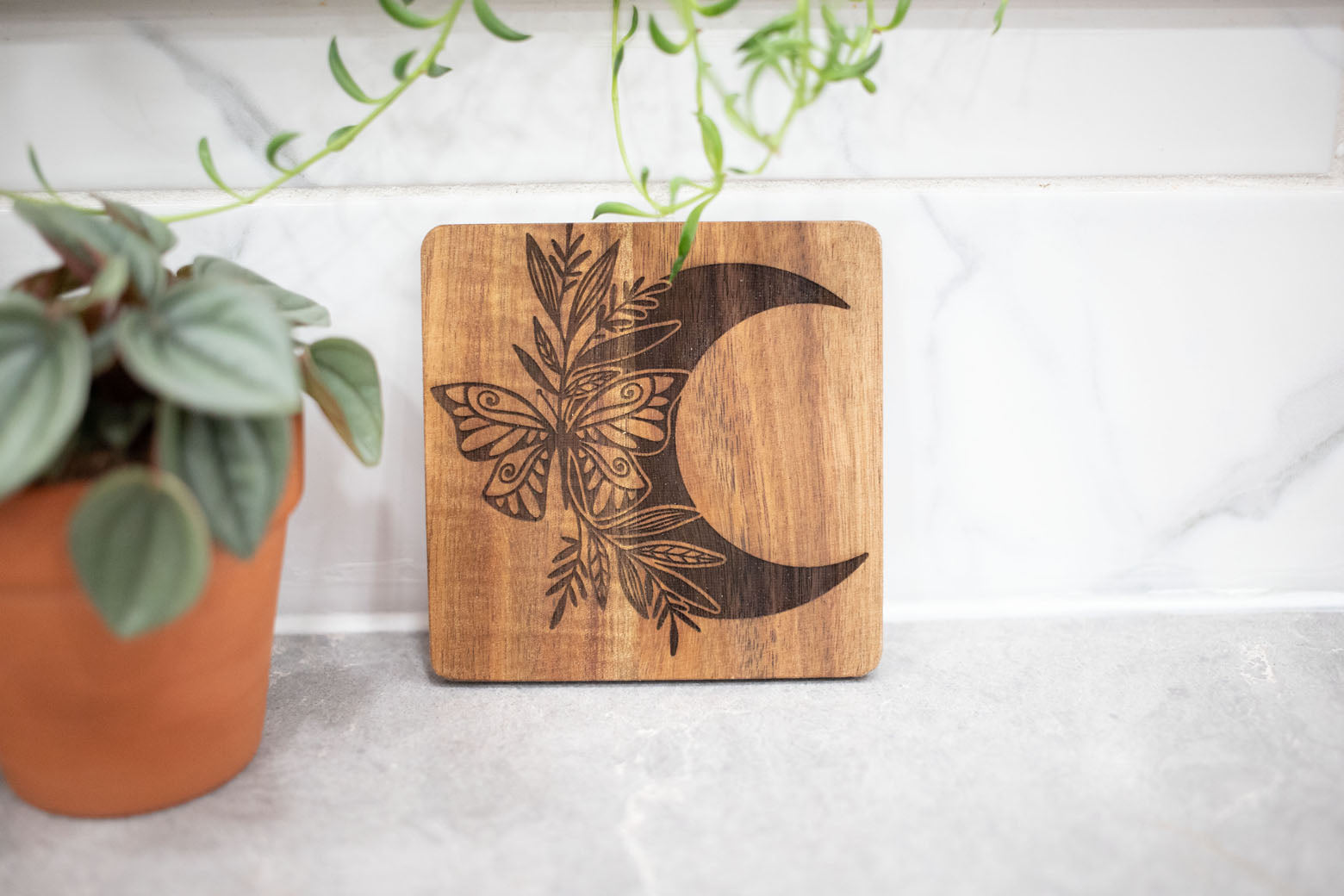 Acacia Wood Laser Engraved Coaster