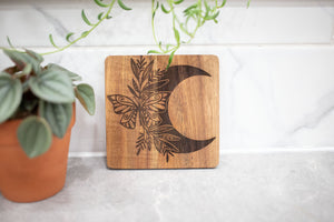 Acacia Wood Laser Engraved Coaster
