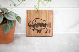 Acacia Wood Laser Engraved Coaster