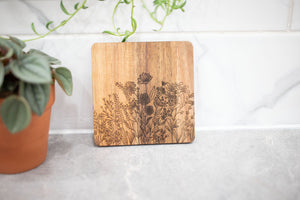 Acacia Wood Laser Engraved Coaster