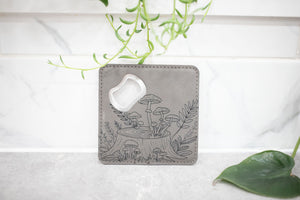 Faux Leather Coaster with Bottle Opener