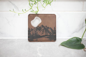 Faux Leather Coaster with Bottle Opener