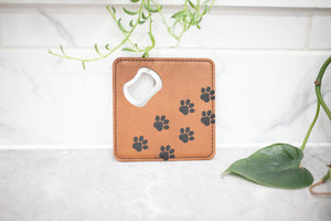 Faux Leather Coaster with Bottle Opener