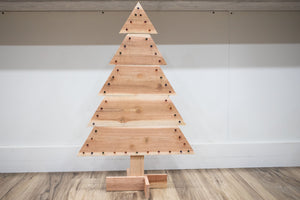 Lighted Stand Alone Wood Christmas Tree