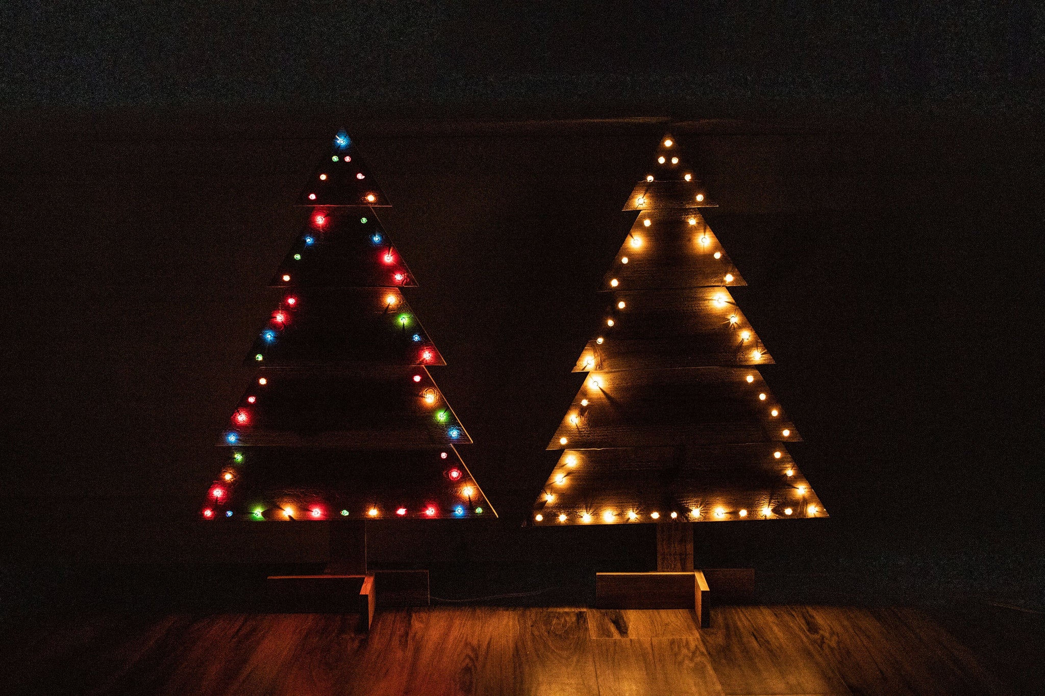 Led Platform Christmas Tree Lighted Stand Alone Wood Christmas Tree - The McGarvey Workshop