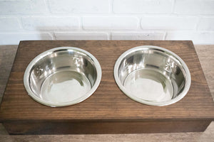 Wooden Pet Feeder with Stainless Steel Bowls,  Raised Dog Food Stand