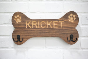 Dog Bone Shaped Leash Holder with Customizable Pet Name