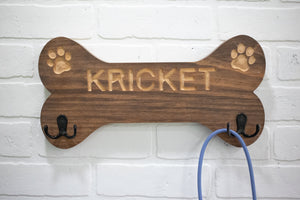 Dog Bone Shaped Leash Holder with Customizable Pet Name