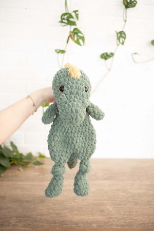 Dinosaur Lovey, Crochet Stuffed Animal, Dino Snuggler