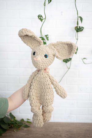 Crochet Bunny Dog Lovey, Crochet Stuffed Animal, Amigurumi Bunny Snuggler