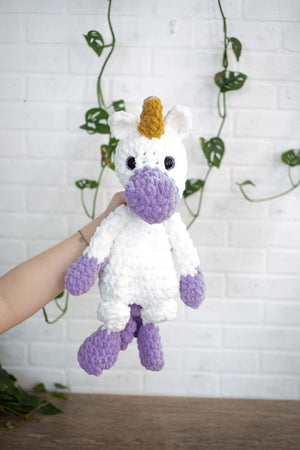 Una Unicorn Lovey, Crochet Stuffed Animal, Uni Unicorn Snuggler