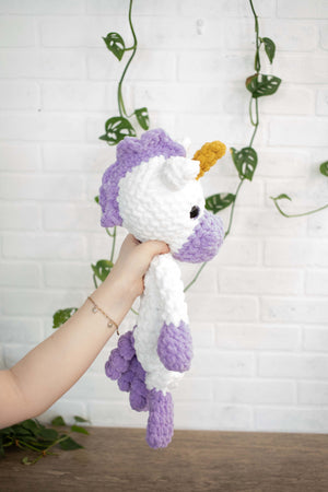 Una Unicorn Lovey, Crochet Stuffed Animal, Uni Unicorn Snuggler