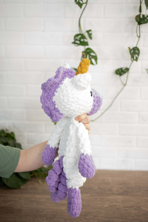 Una Unicorn Lovey, Crochet Stuffed Animal, Uni Unicorn Snuggler