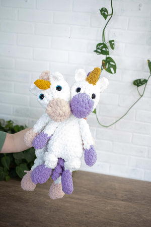 Una Unicorn Lovey, Crochet Stuffed Animal, Uni Unicorn Snuggler