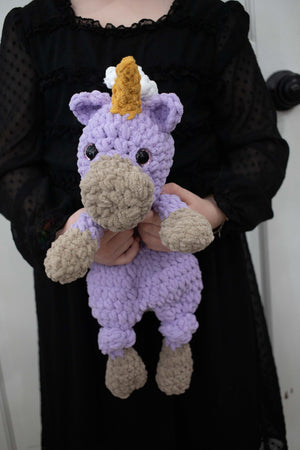 Una Unicorn Lovey, Crochet Stuffed Animal, Uni Unicorn Snuggler