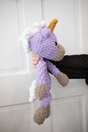 Una Unicorn Lovey, Crochet Stuffed Animal, Uni Unicorn Snuggler