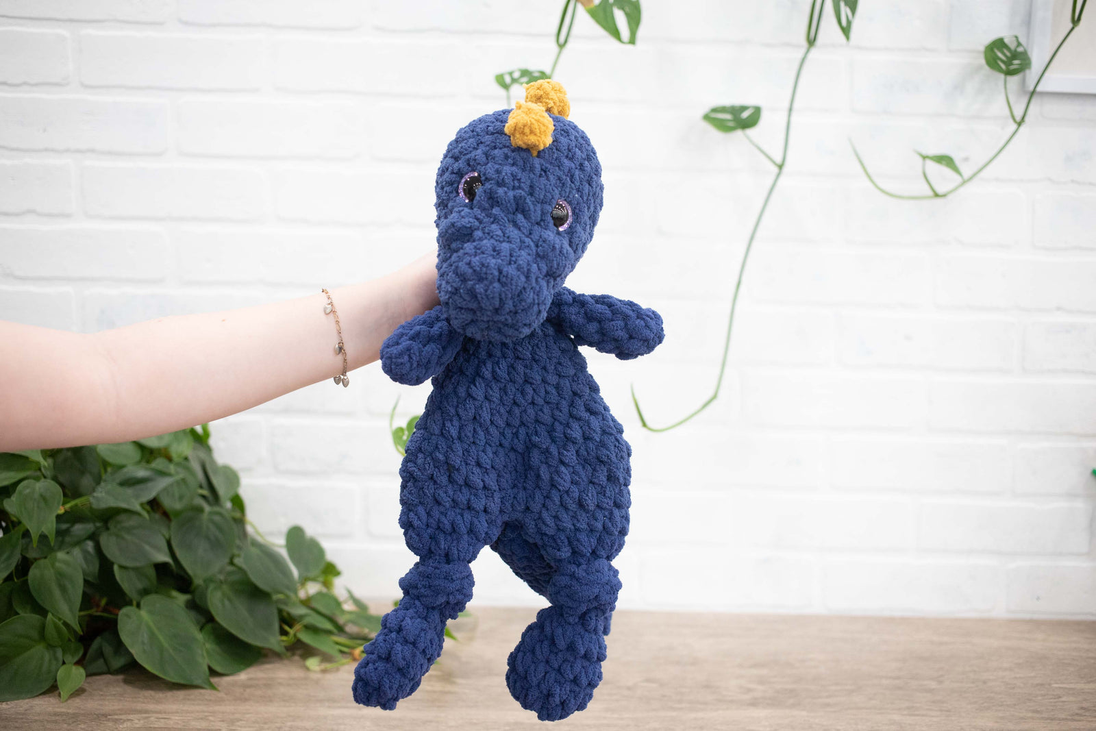 Dinosaur Lovey, Crochet Stuffed Animal, Dino Snuggler