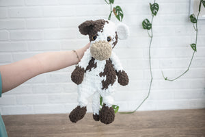 Cow Lovey, Cow Stuffed Animal, Crochet Black and White Cow Snuggler