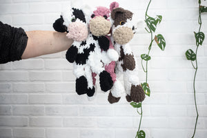 Cow Lovey, Cow Stuffed Animal, Crochet Black and White Cow Snuggler