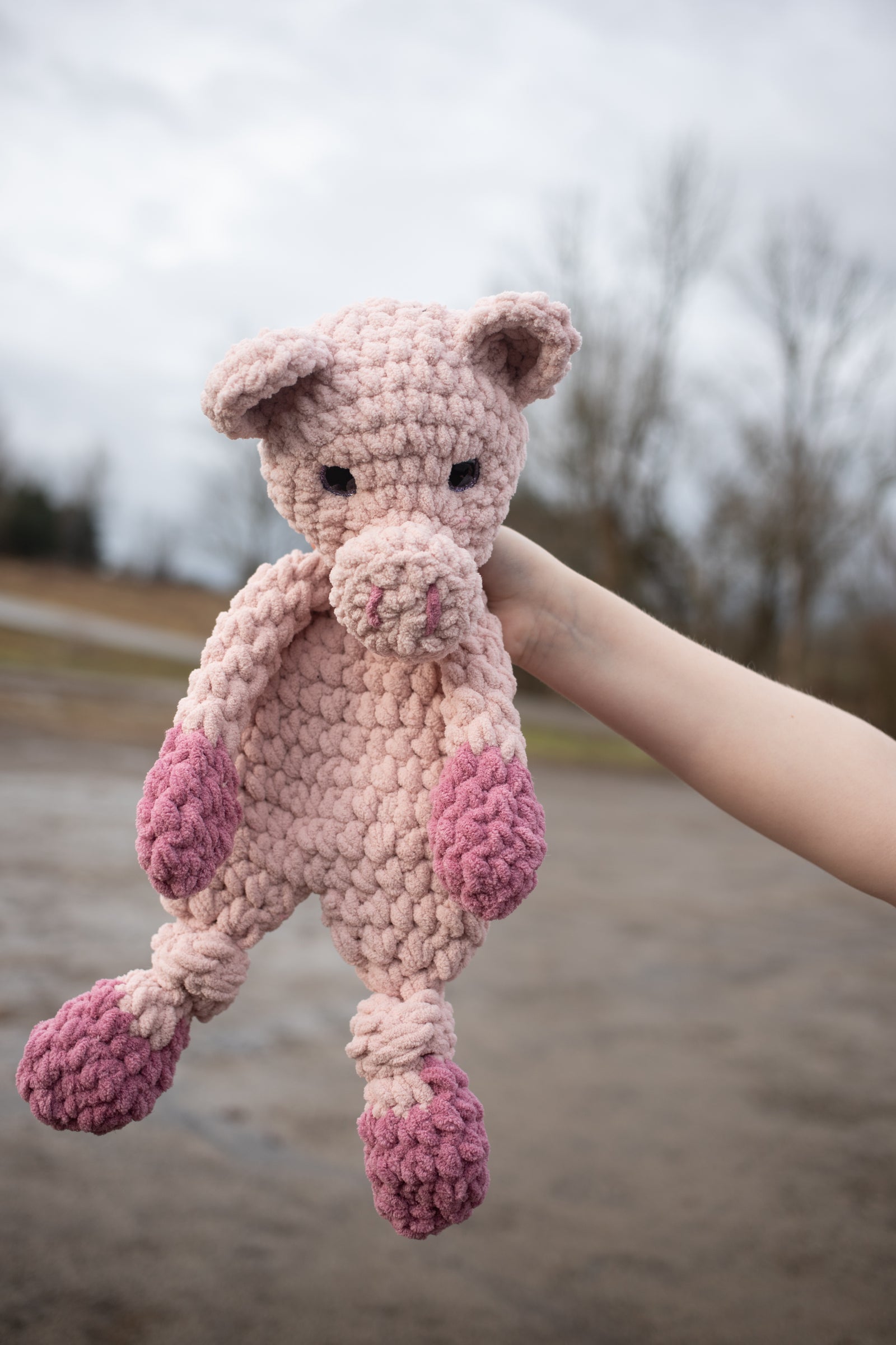 Piggy Lovey, Pig Stuffed Animal, Crochet Piglet Snuggler