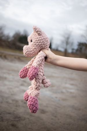Piggy Lovey, Pig Stuffed Animal, Crochet Piglet Snuggler