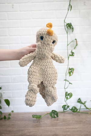 Dinosaur Lovey, Crochet Stuffed Animal, Dino Snuggler
