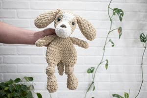 Crochet Puppy Dog Lovey, Crochet Stuffed Animal, Amigurumi Puppy Snuggler