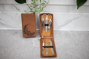 Manicure Set - Faux Leather with Laser Engraved Image