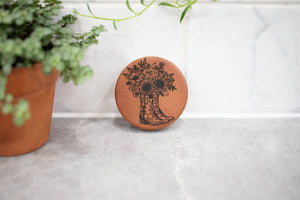 Compact Mirror -Double Sided Faux Leather