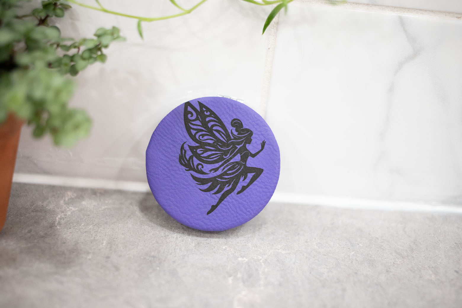 Compact Mirror -Double Sided Faux Leather